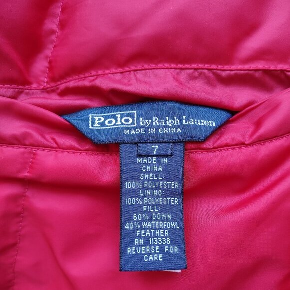 Polo Ralph Lauren Down Puffer Vest Logo Pony Reversible Red/Blue Youth Size 7 - Picture 10 of 10